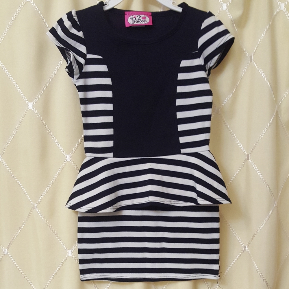 Girls striped peplum dress